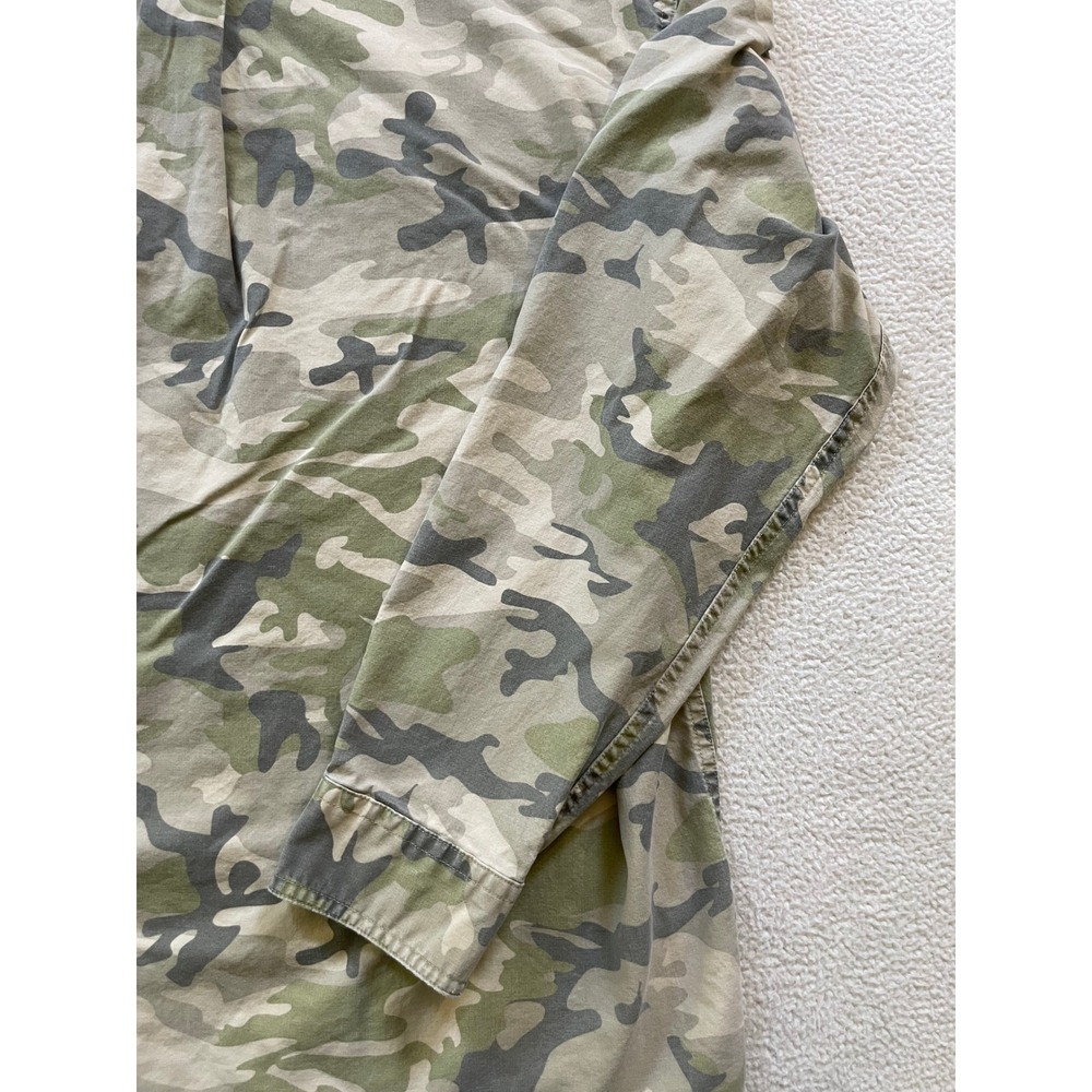 90s Vintage LL Bean Mens Large Button Down Shirt Green Camo Traditional - Picture 10 of 13
